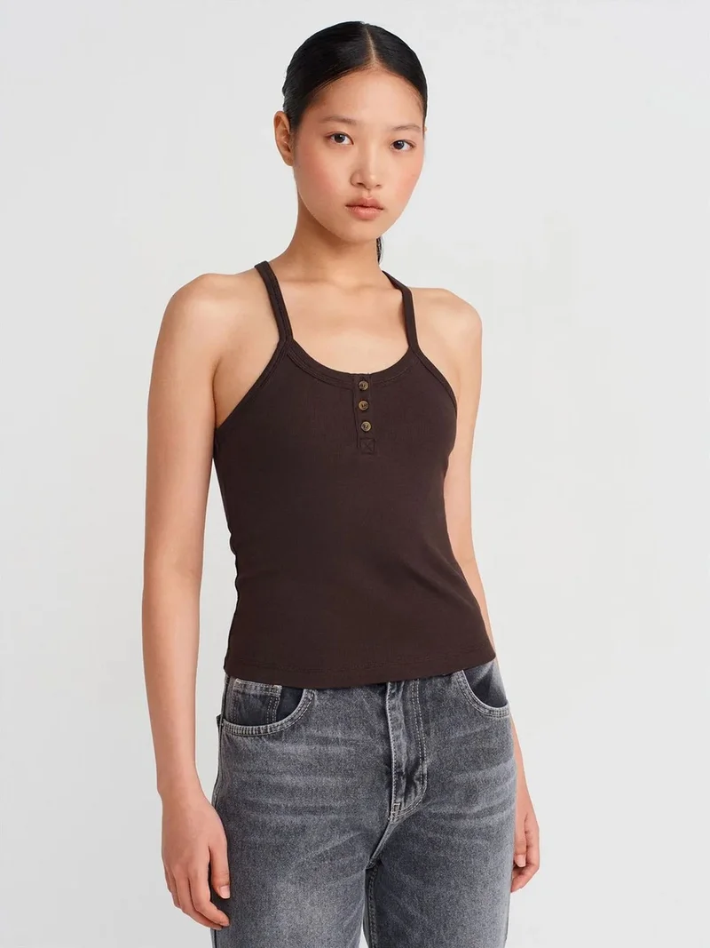 ديلفين DILVIN Slim Fit Ribbed Knit Cami Blouse