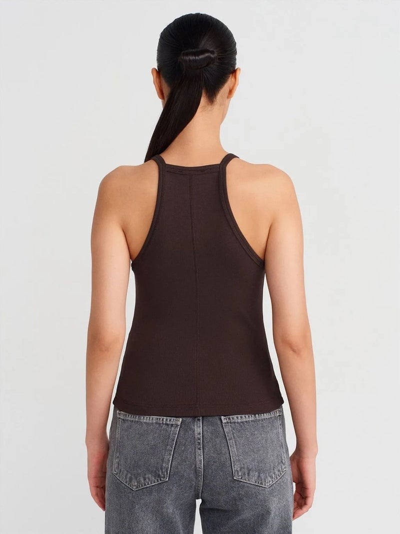 DILVIN Slim Fit Ribbed Knit Cami Blouse - Image 2