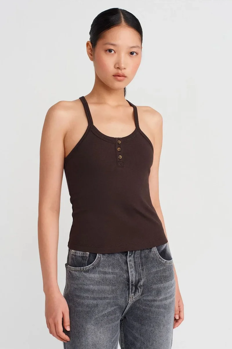 DILVIN Slim Fit Ribbed Knit Cami Blouse
