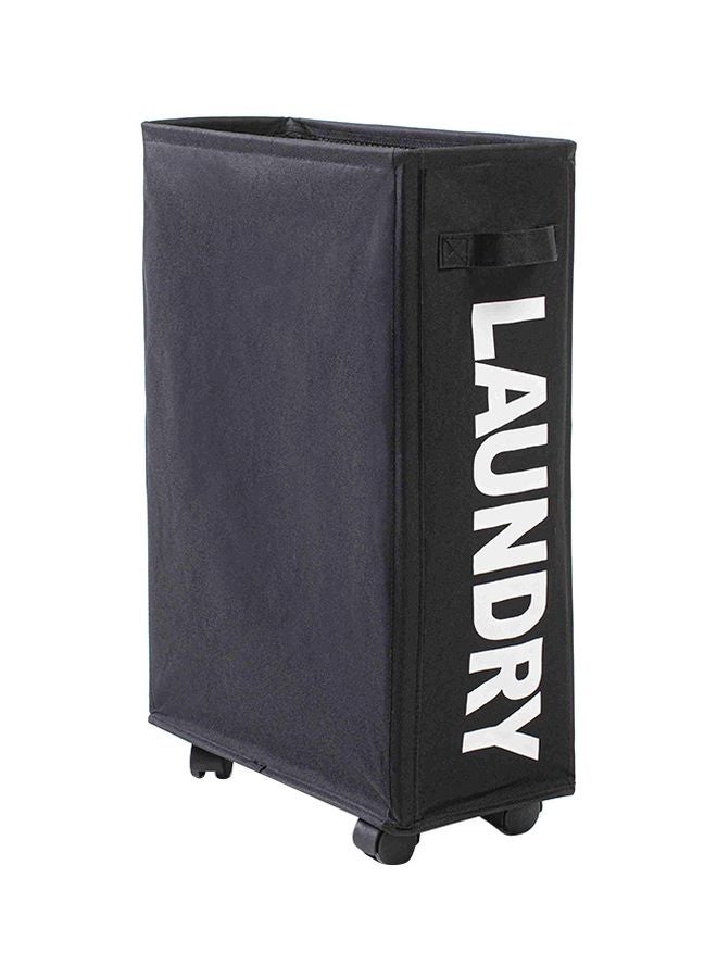 NIBEMINENT Foldable Laundry Basket With Wheels Black/White 43X10X21centimeter - Image 1