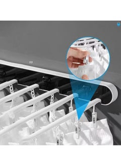 BLUE CORAL Folding Clothes Rack Multi-Function Household Socks Drying Rack Disassembled 24 Multi-Clip Fast Air Wall-Mounted Drying Artifact, Grey  - Image 4