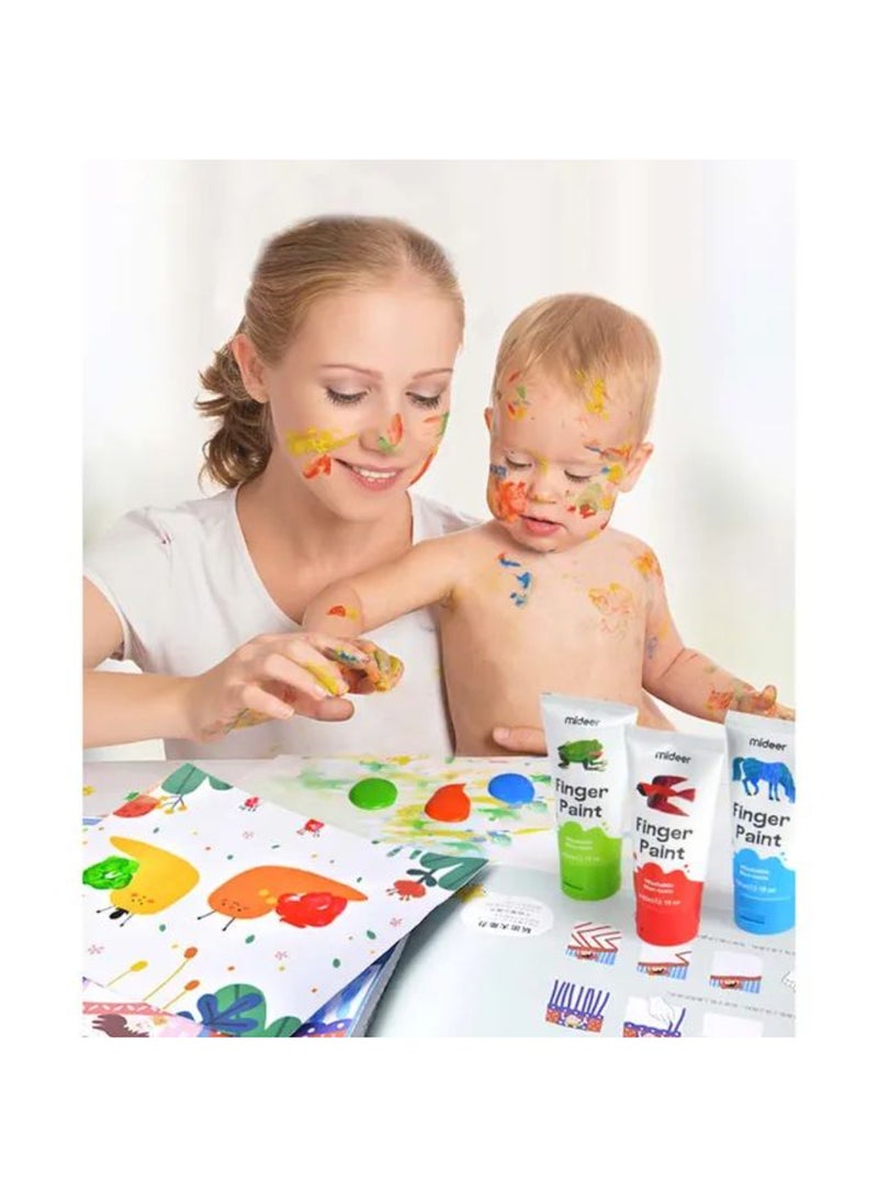 MiDeer Finger Paint for Toddlers – 12 Washable Non-Toxic Colors – Safe Finger Painting Set for Kids Ages 3+ – Creamy Texture, Easy-Clean Sensory Art Activity for Preschool & Creative Play - Image 5