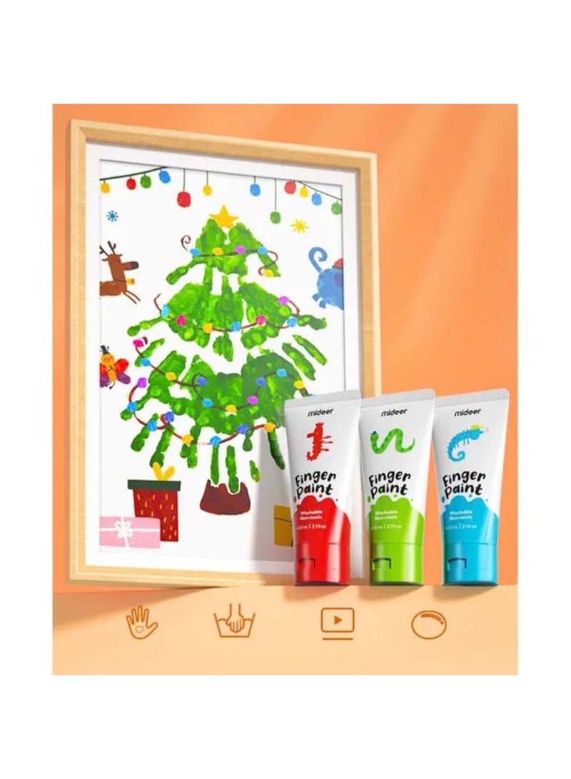 MiDeer Finger Paint for Toddlers – 12 Washable Non-Toxic Colors – Safe Finger Painting Set for Kids Ages 3+ – Creamy Texture, Easy-Clean Sensory Art Activity for Preschool & Creative Play - Image 2