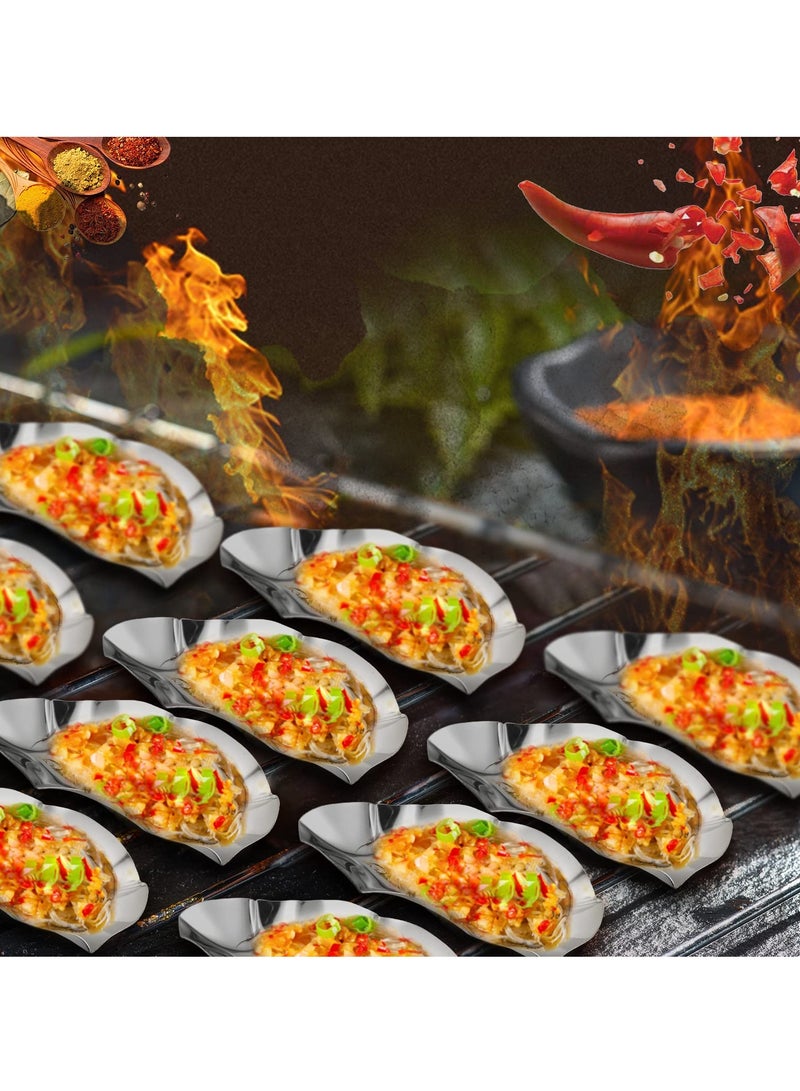 SYOSI 8 Pcs Stainless Steel Oyster Shells, Grillable Oyster Grilling Pan for Cooking Oysters Shrimp Scallops Clams, Reusable Stainless Steel Grilling Pan - Image 1