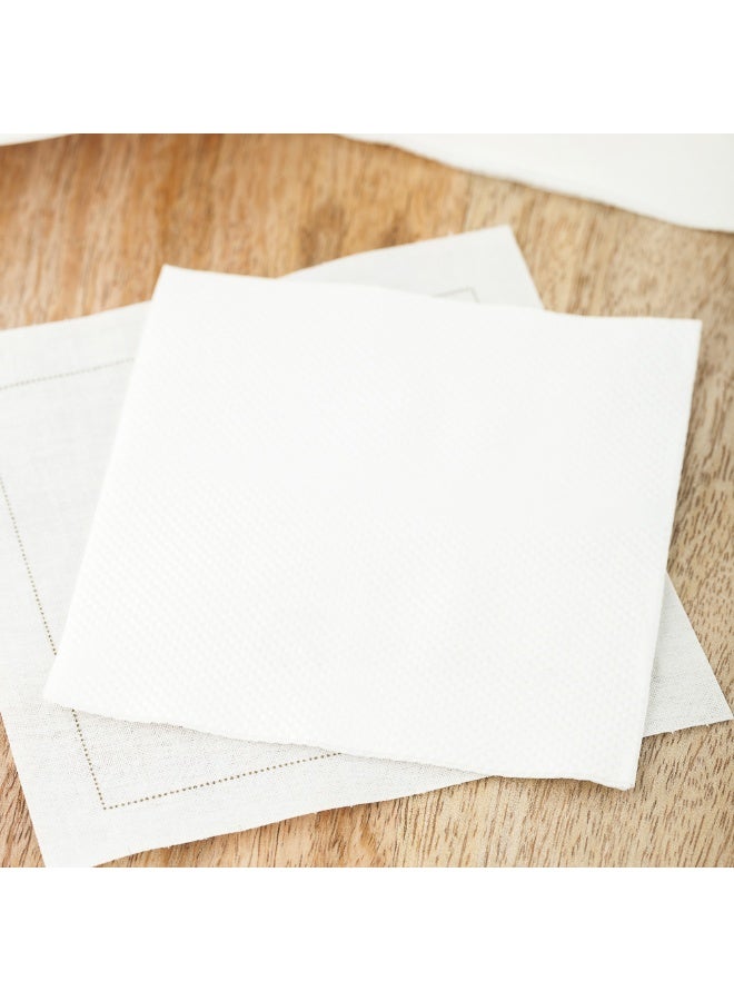 Restaurantware Luxenap Micropoint 2-Ply Cocktail Beverage Napkins - Soft and Durable 8" x 8" White Paper Napkins - Disposable and Recyclable - 100-CT  - Image 3