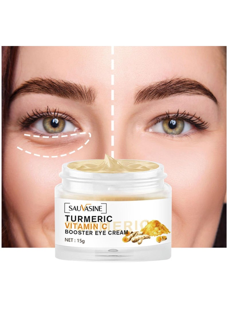 SAUVASINE - Turmeric Vitamin C Booster Eye Cream Dark Circle Remover & Puffy Eyes Bags Under Eyes Anti - Aging Eye Cream Eye Wrinkle Remover for Men & Women 15g - Image 1