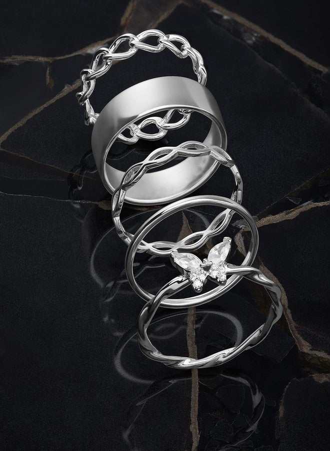 Milla HIGHSTREET .925 Sterling Silver or 14K Gold plated tarnish resistant stackable extreme comfort rings | hypoallergenic, and worry-free wear, Metal, cubic zirconia, - Image 4