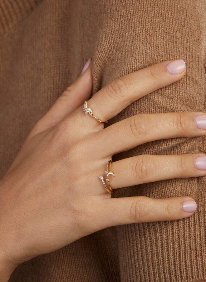 Milla HIGHSTREET .925 Sterling Silver or 14K Gold plated tarnish resistant stackable extreme comfort rings | hypoallergenic, and worry-free wear, Metal, cubic zirconia, - Image 2