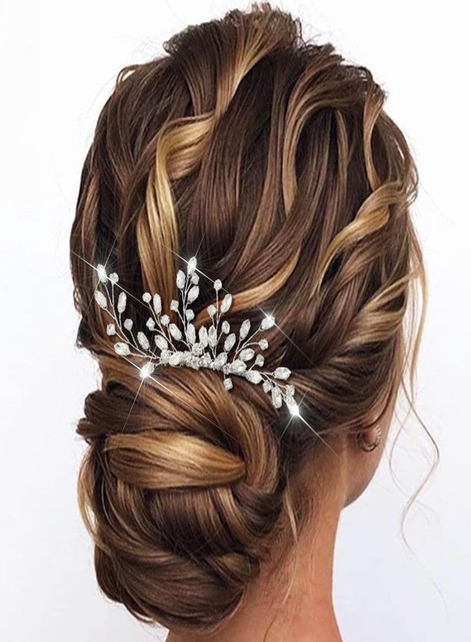 EVILD Silver Rhinestone Hair Comb Wedding Bridal Hair Accessories Prom Hair Pieces for Women - Image 1