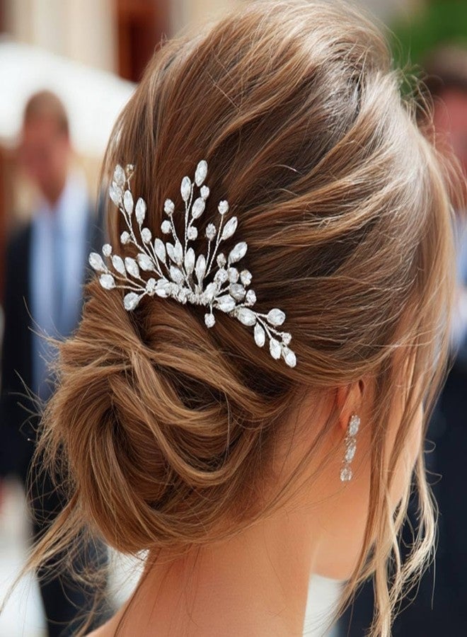 EVILD Silver Rhinestone Hair Comb Wedding Bridal Hair Accessories Prom Hair Pieces for Women - Image 3