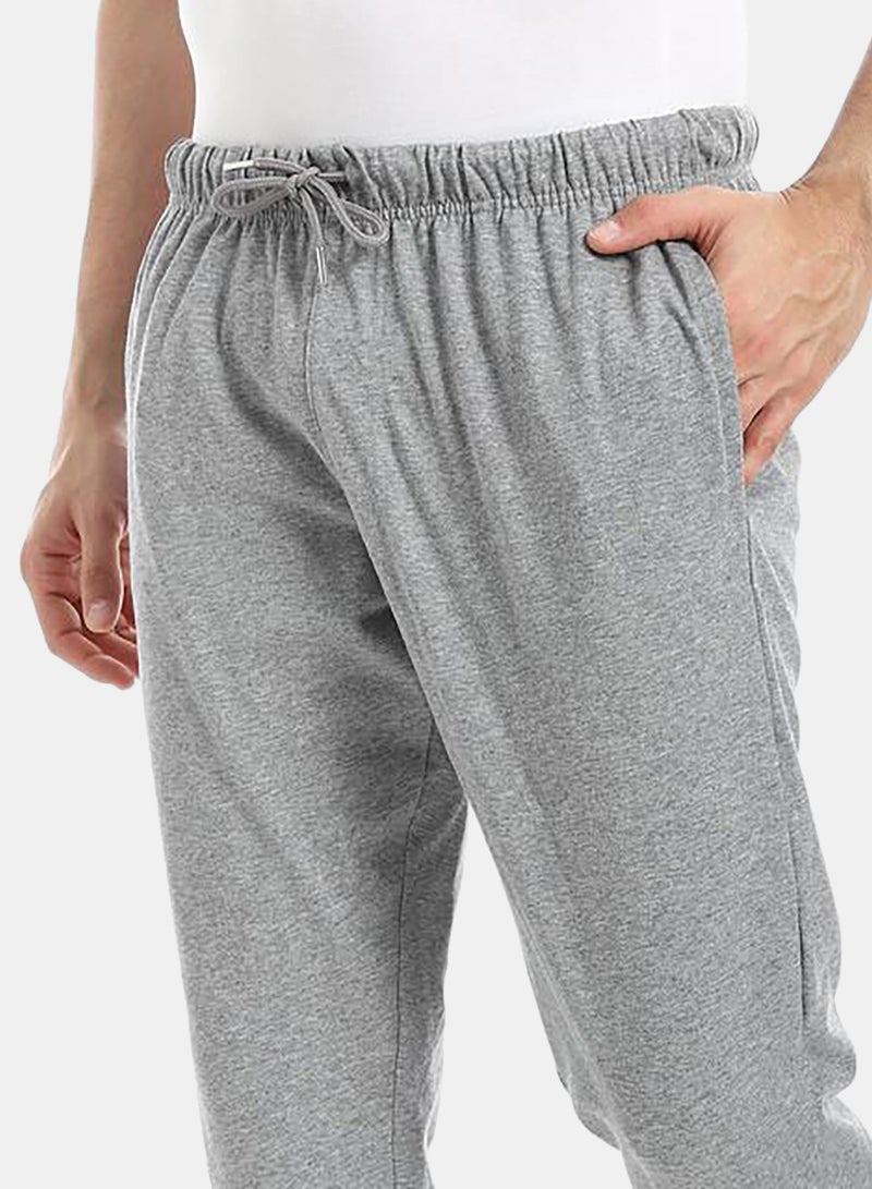Navy Blue Elastic Waist Plain Sweatpants - Image 4