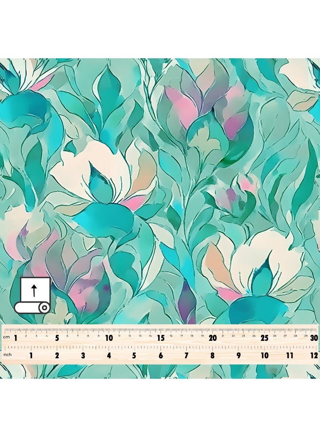 Vellato Al Lail Aramny Silk Fabric By The Yard With Green And Pink Floral Pattern Jalabiya Makhweer Dressmaking 58 Inches Width - Image 4