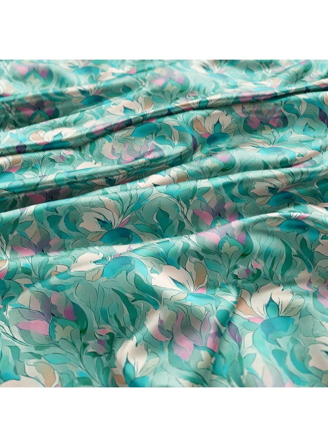 Vellato Al Lail Aramny Silk Fabric By The Yard With Green And Pink Floral Pattern Jalabiya Makhweer Dressmaking 58 Inches Width - Image 3