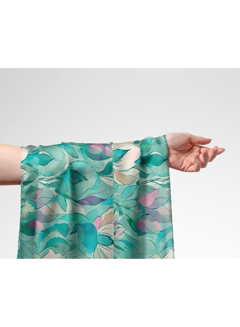 Vellato Al Lail Aramny Silk Fabric By The Yard With Green And Pink Floral Pattern Jalabiya Makhweer Dressmaking 58 Inches Width - Image 1