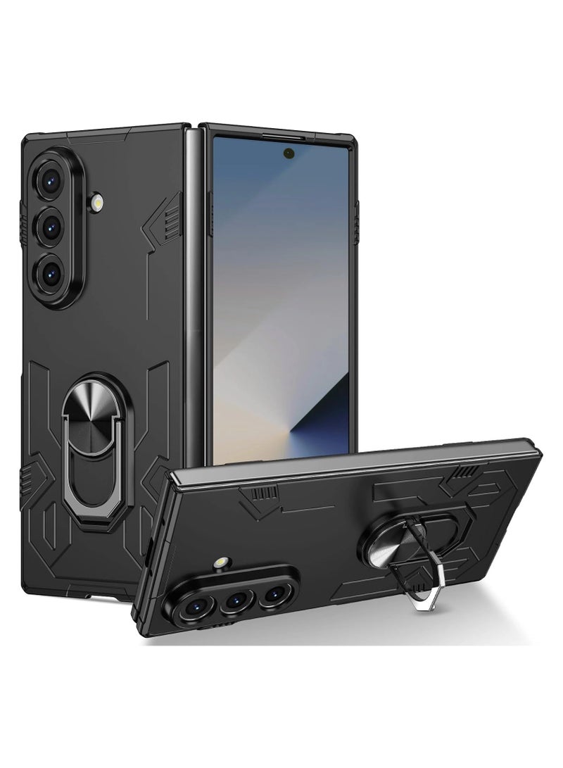 Case compatible with Samsung Galaxy Z Fold 7, built-in 360° rotatable finger ring holder and magnetic function, Samsung Z Fold 7 Anti Fingerprint Protective Case