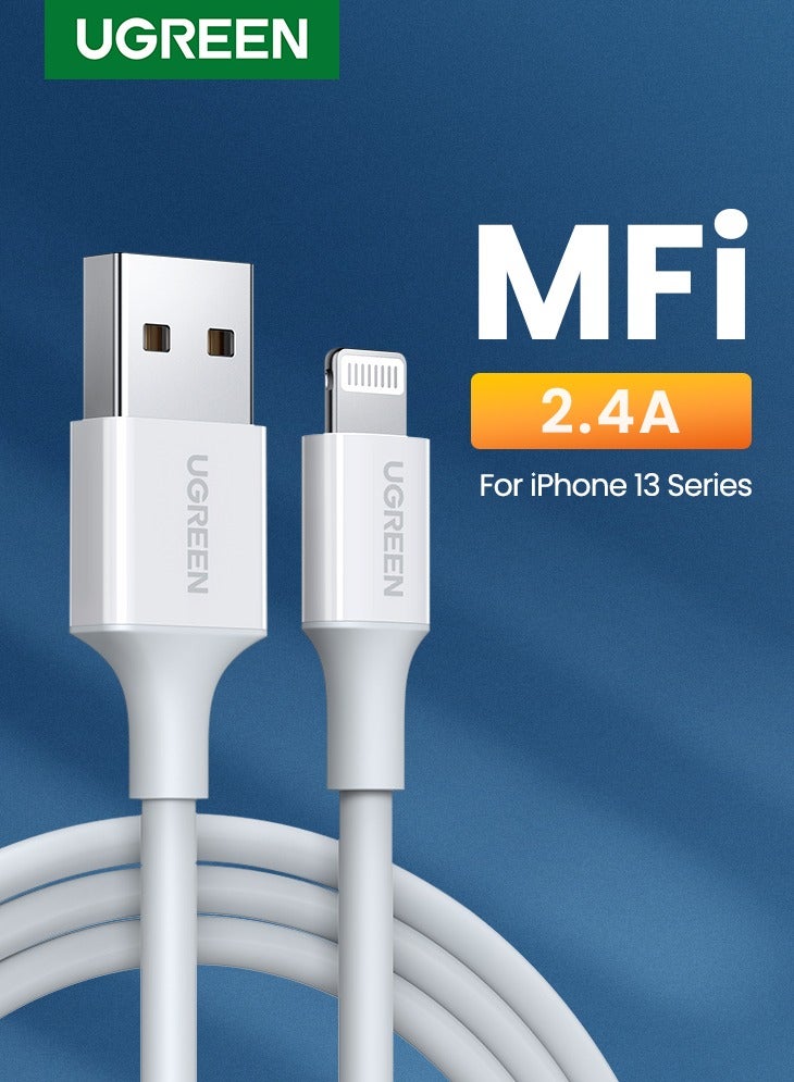 Ugreen USB-A to Lightning Cable 2.4A Max White 1M - Image 2