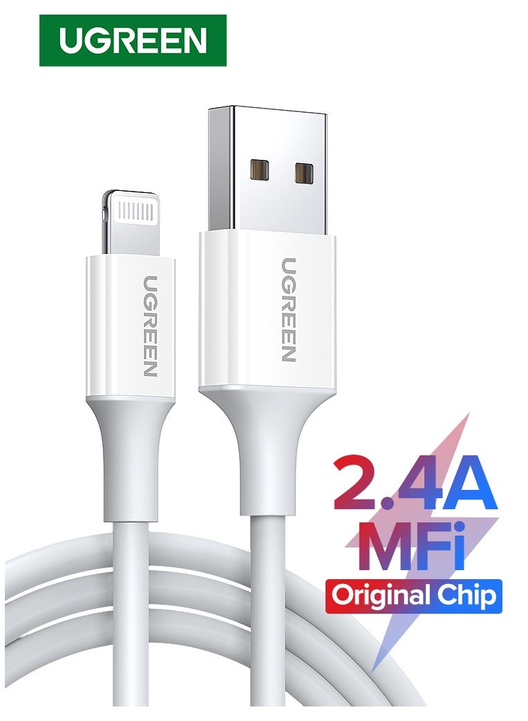 Ugreen USB-A to Lightning Cable 2.4A Max White 1M - Image 1