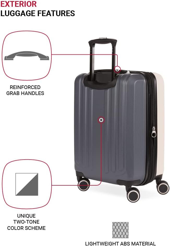 SwissGear Duet Hardside Expandable Luggage with Spinner Wheels PinkDark Grey CarryOn 19Inch - Image 3