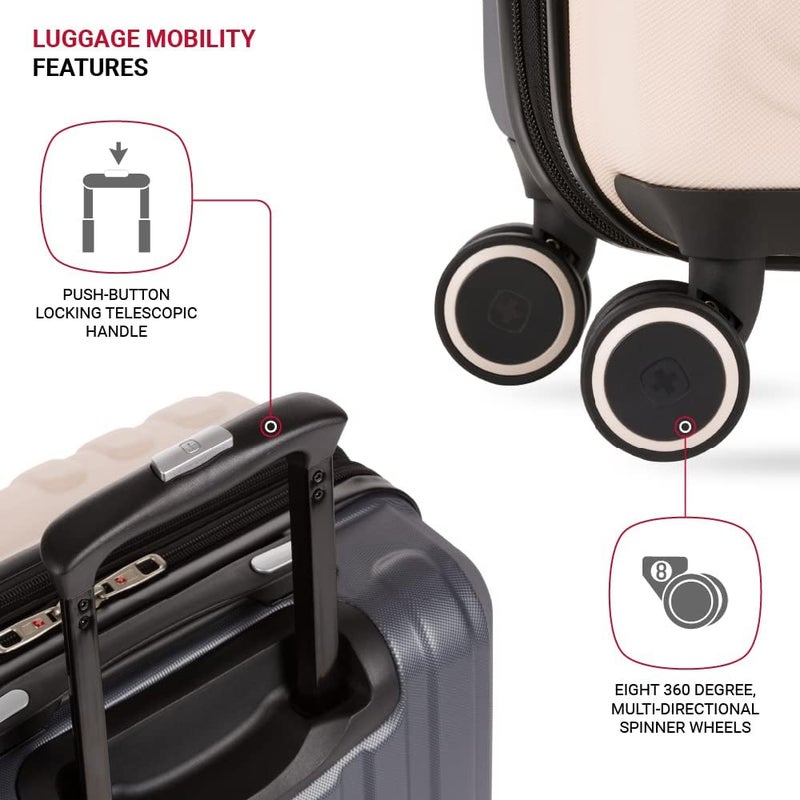 SwissGear Duet Hardside Expandable Luggage with Spinner Wheels PinkDark Grey CarryOn 19Inch - Image 2