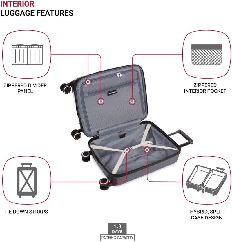 SwissGear Duet Hardside Expandable Luggage with Spinner Wheels PinkDark Grey CarryOn 19Inch - Image 4