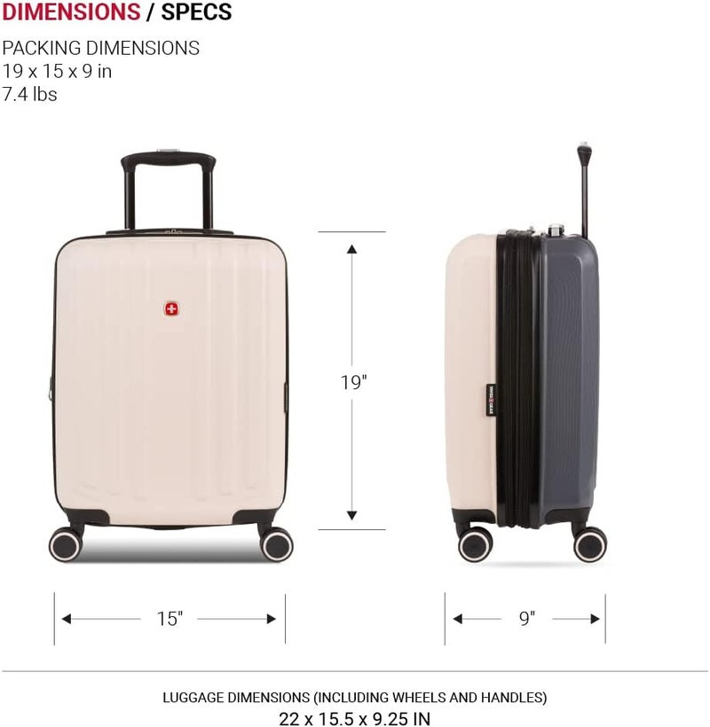 SwissGear Duet Hardside Expandable Luggage with Spinner Wheels PinkDark Grey CarryOn 19Inch - Image 5