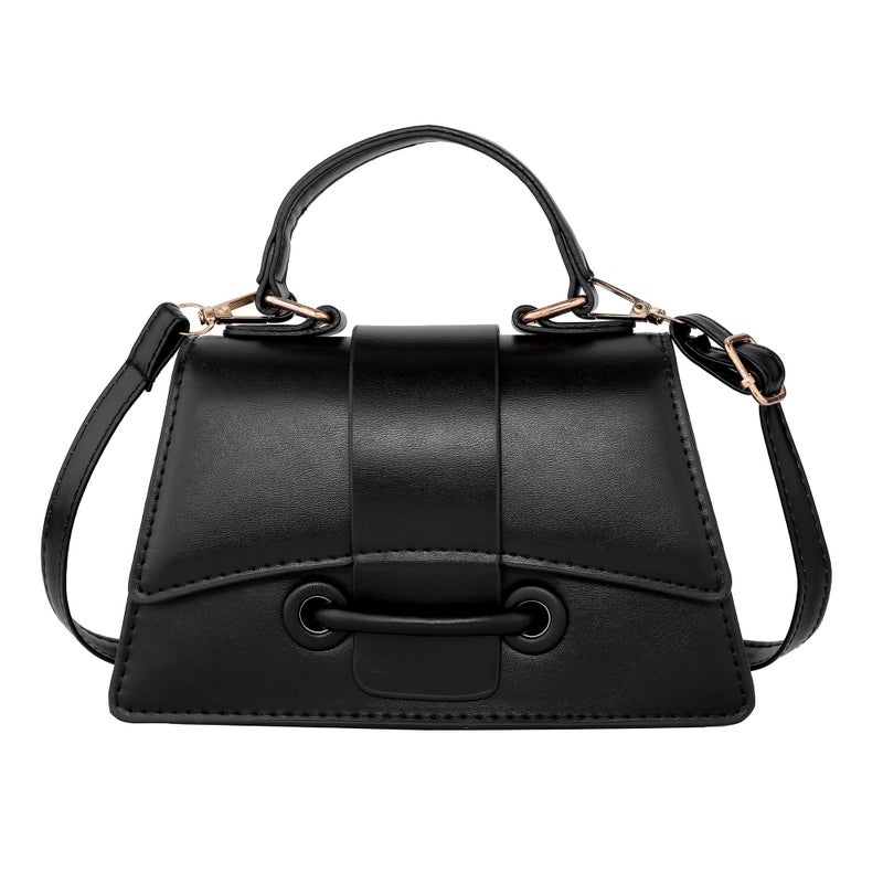 Ayliss Black Small Crossbody Handbag Women's Purse Clutch Cute Trendy Bag Top Handle PU Leather Shoulder Bag (Black #2-1) - Image 1