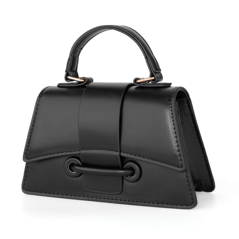 Ayliss Black Small Crossbody Handbag Women's Purse Clutch Cute Trendy Bag Top Handle PU Leather Shoulder Bag (Black #2-1) - Image 4