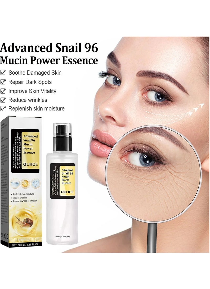 OUHOE - Anti Wrinkle Face Cream, Snail Collagen Lifting And Firming Cream, Snail Mucin Essence For Face Moisturizing, Snail Secretion Filtrate Brightening Essence, (Cream And Essence Set) - Image 1
