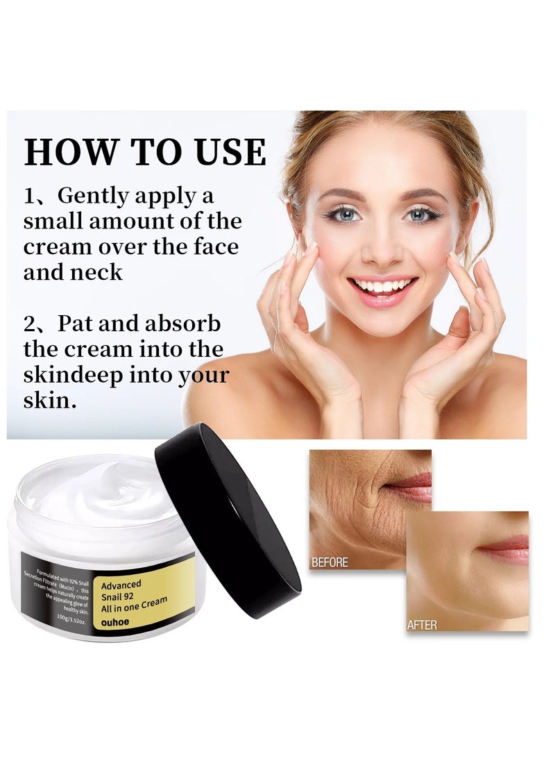 OUHOE - Anti Wrinkle Face Cream, Snail Collagen Lifting And Firming Cream, Snail Mucin Essence For Face Moisturizing, Snail Secretion Filtrate Brightening Essence, (Cream And Essence Set) - Image 1