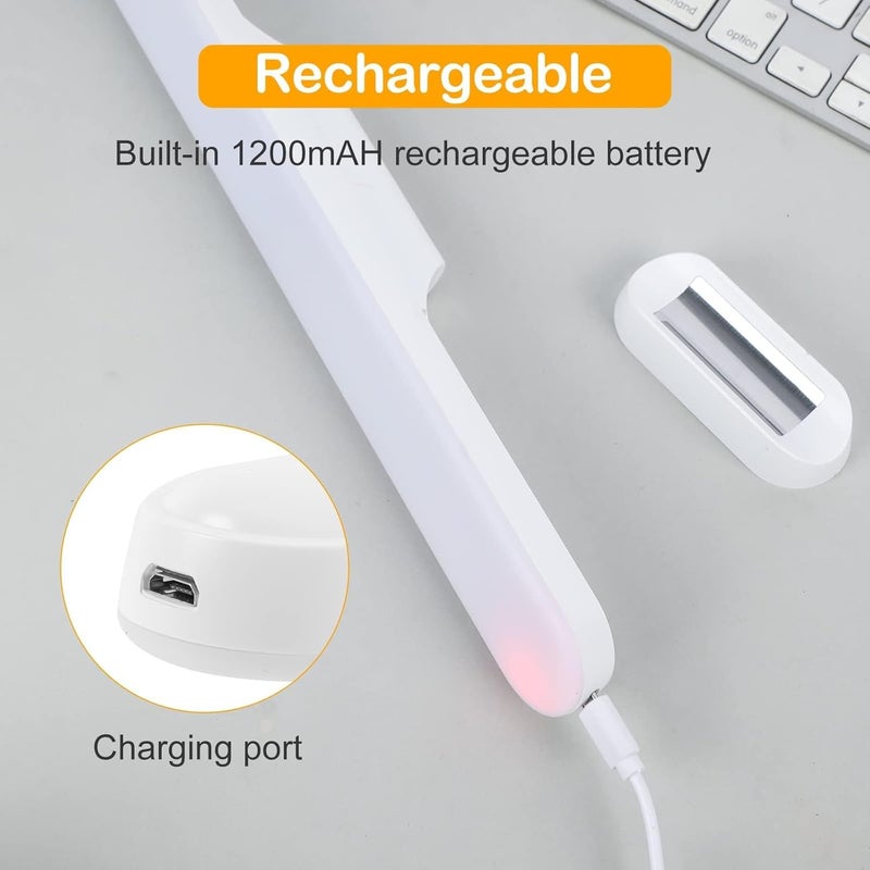 SKY-TOUCH Rechargeable Under Cabinet LED Light Bar, 30x2x2cm, Dimmable with 3 Color Modes, USB-Powered, Ideal for Wall Shelves, Closets, Mirrors, Bedside, and Kitchen Lighting, White - Image 5