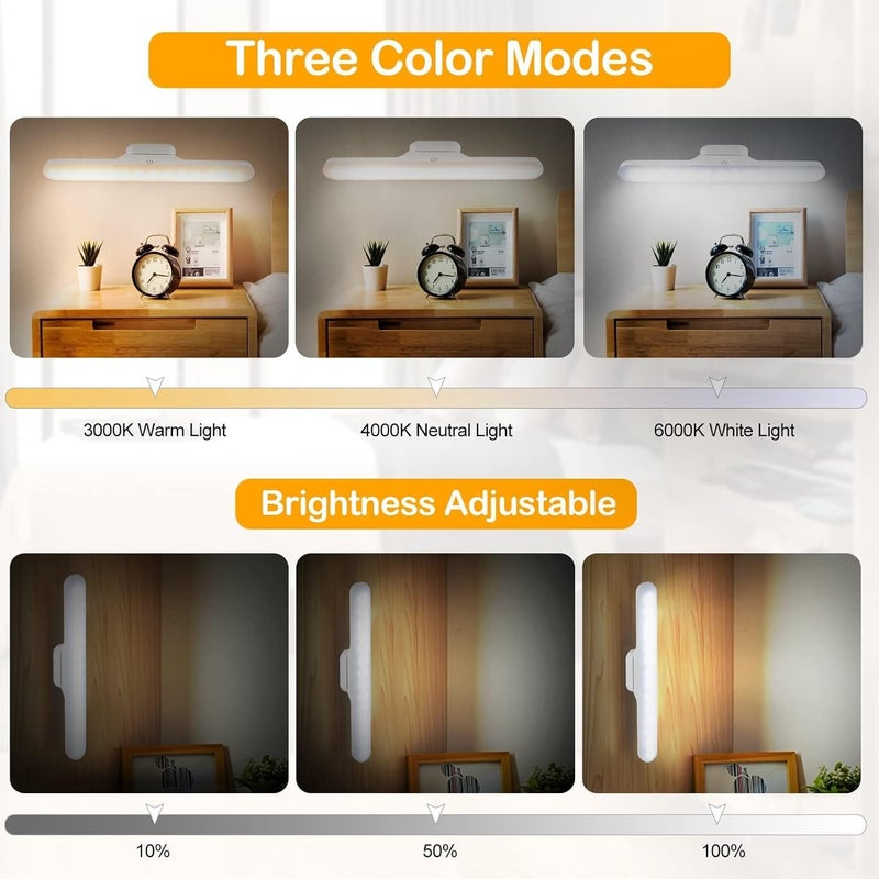 SKY-TOUCH Rechargeable Under Cabinet LED Light Bar, 30x2x2cm, Dimmable with 3 Color Modes, USB-Powered, Ideal for Wall Shelves, Closets, Mirrors, Bedside, and Kitchen Lighting, White - Image 3