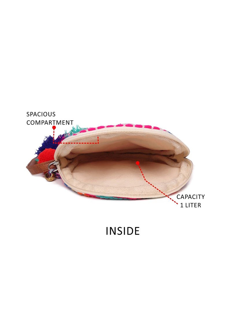 ASTRID Round Textured Sling Bag For Girls (Pinkish Purple) - Image 3