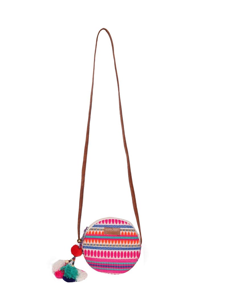 ASTRID Round Textured Sling Bag For Girls (Pinkish Purple) - Image 4