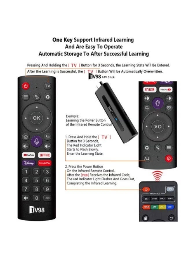تلفزيون جهاز استقبال تلفزيوني ذكي TV98 ATV بنظام أندرويد 14، يدعم دقة 8K، وترددات 2.4 جيجاهرتز و5 جيجاهرتز، وواي فاي مزدوج، وبلوتوث 5.0، وتقنية HDR10، وجهاز تحكم عن بعد صوتي، ومشغل وسائط Globe H313، وذاكرة 2 جيجابايت + 16 جيجابايت. - Image 2