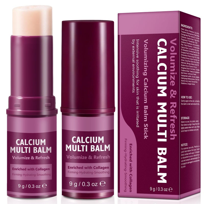 FANSHI 2PCS Calcium Multi Balm Stick, Calcium Volume Multi Balm Stick, Firming,Hydrating & Smoothing Collagen Moisturing Stick for Eyes, Face & Neck - Image 1