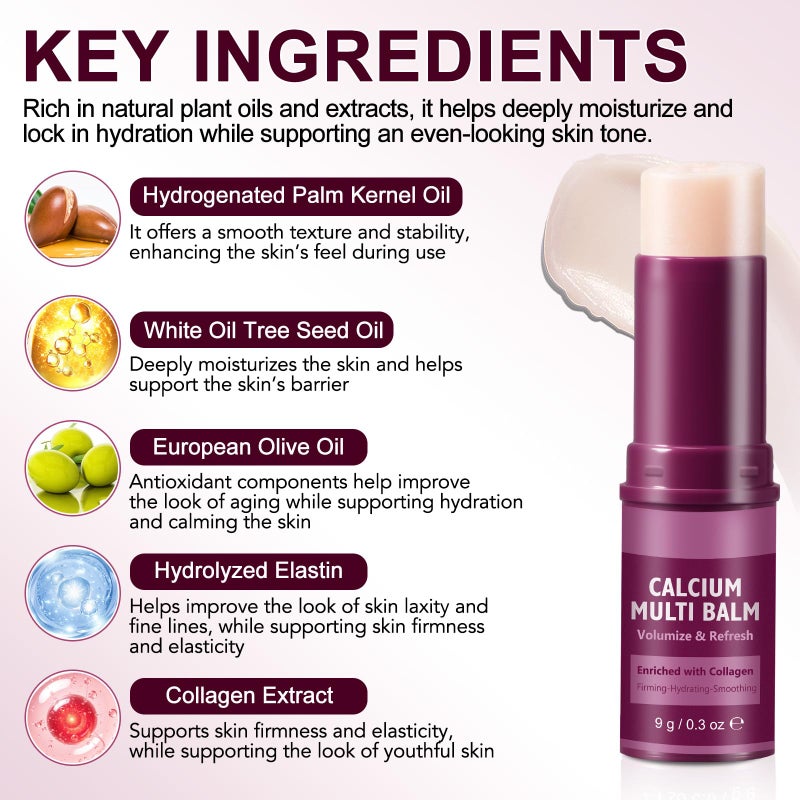 FANSHI 2PCS Calcium Multi Balm Stick, Calcium Volume Multi Balm Stick, Firming,Hydrating & Smoothing Collagen Moisturing Stick for Eyes, Face & Neck - Image 4
