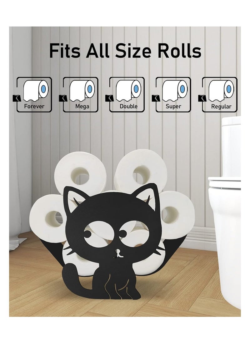 KASTWAVE - Cute Cat Toilet Paper Holder Stand, Funny Animal Toilet Paper Storage for Bathrooms, Free Standing Toilet Paper Organizer Hold Extra 8 Rolls, Animal Decorative Paper Holder for Bathrooms Kitchen - Image 1