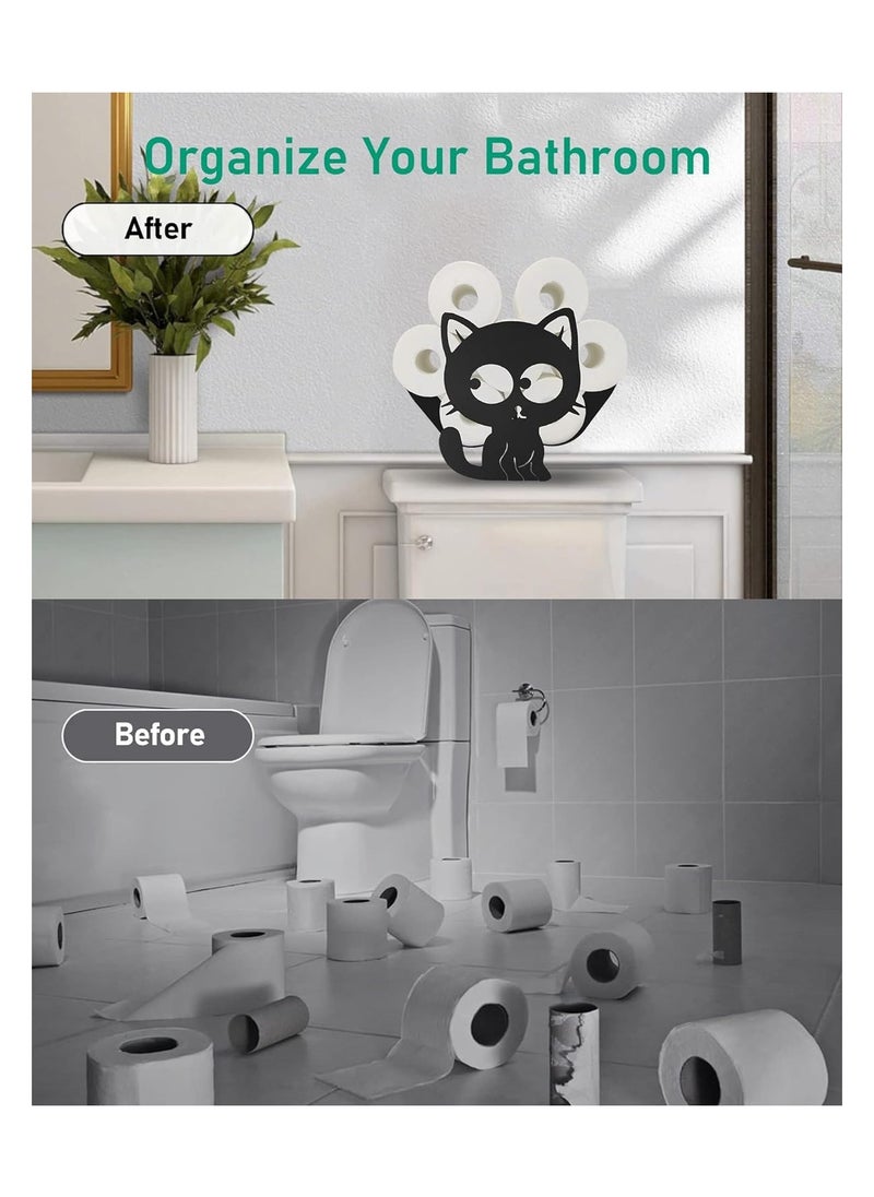 KASTWAVE - Cute Cat Toilet Paper Holder Stand, Funny Animal Toilet Paper Storage for Bathrooms, Free Standing Toilet Paper Organizer Hold Extra 8 Rolls, Animal Decorative Paper Holder for Bathrooms Kitchen - Image 1
