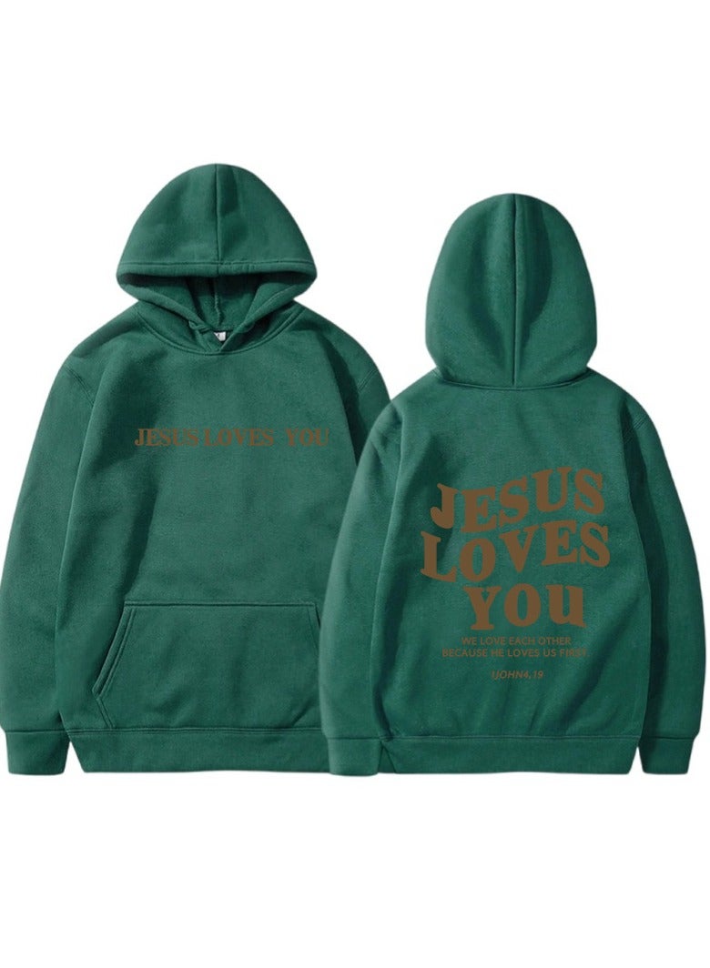 KUYING New Velvet Back Letter Hooded Sweatshirt - Image 1