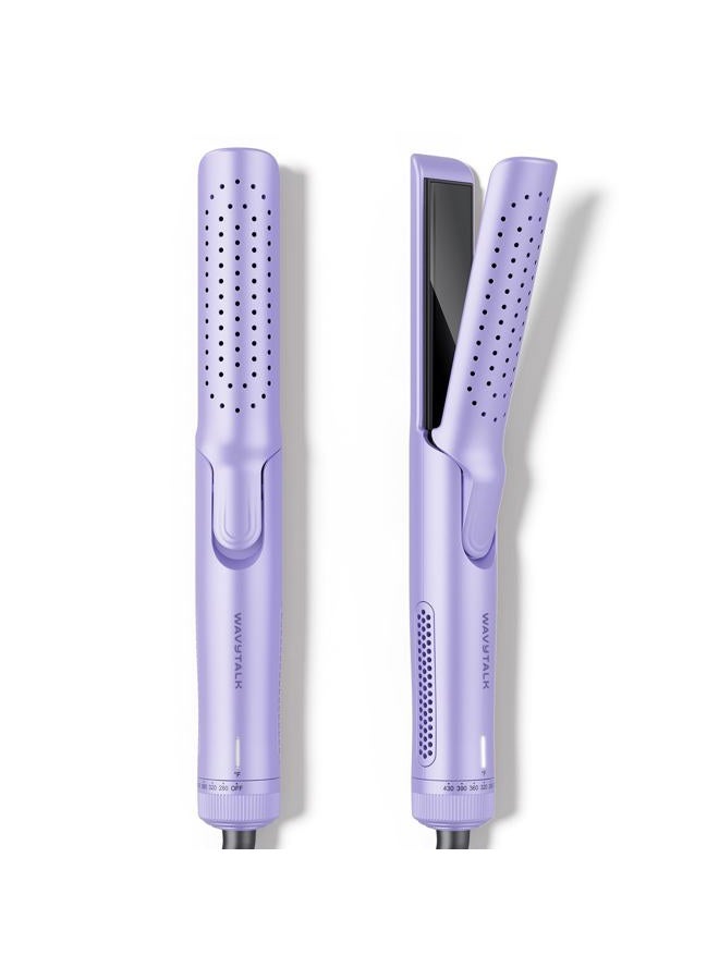 wavytalk مكواة تجعيد ويفي توك إيرفلو، تجعيد بارد، قفل هواء بارد بزاوية 360° لتجعيد يدوم طويلاً، يقلل من الضرر، 2 في 1 مكواة شعر ومجعد، 1.25 بوصة، مضادة للحروق للشعر القصير والطويل، بنفسجي - Image 1