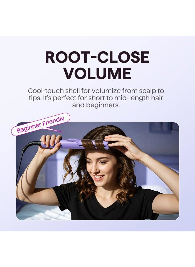 wavytalk مكواة تجعيد ويفي توك إيرفلو، تجعيد بارد، قفل هواء بارد بزاوية 360° لتجعيد يدوم طويلاً، يقلل من الضرر، 2 في 1 مكواة شعر ومجعد، 1.25 بوصة، مضادة للحروق للشعر القصير والطويل، بنفسجي - Image 4