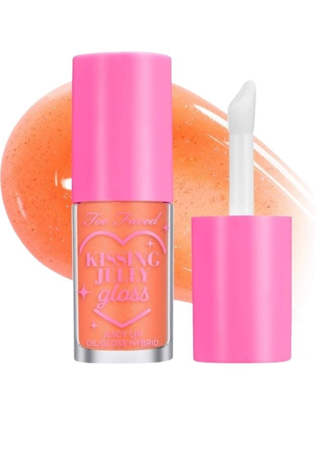 Too FacedCosmetics Too Faced Kissing Jelly Non-Sticky Lip Oil Gloss – Peach Rings - Shimmering Peachy-Orange 4.50ml| Hydrating, High-Shine, Cushiony Lip Oil Gloss - Image 1