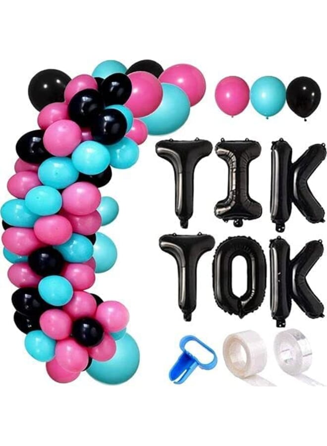 Party Time 129 Pieces Balloon Garland Arch Kit For Tik Tok Party Decorations Supplies Blue Black And Rose Red Latex Balloons Letter Balloons For Kids Birthday Party Tiktok Theme Birthday Party - Image 1