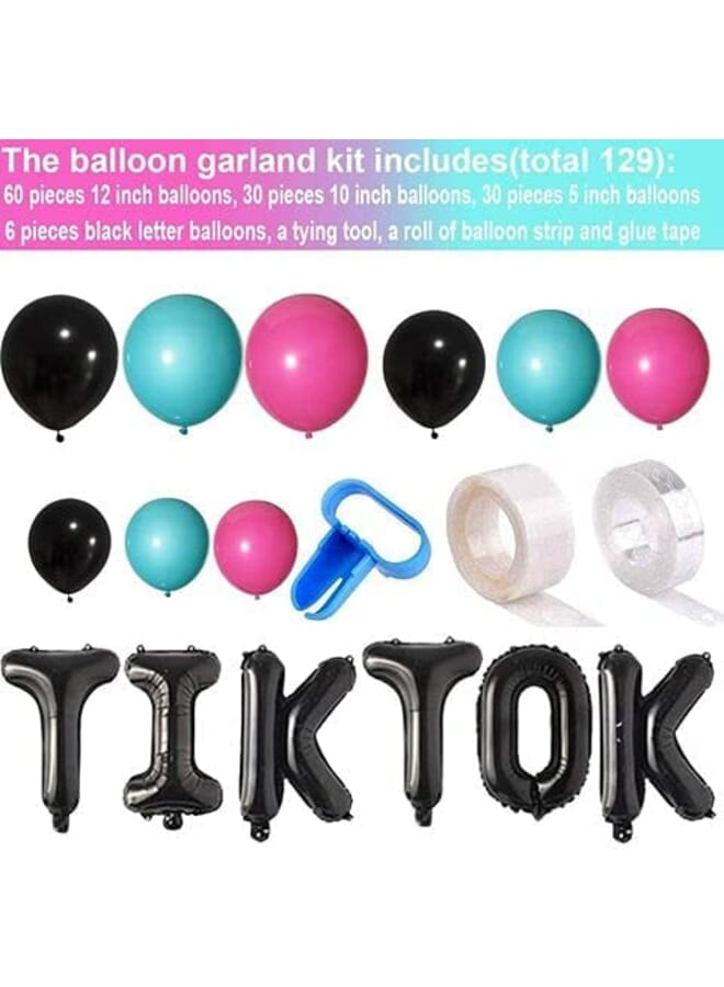 Party Time 129 Pieces Balloon Garland Arch Kit For Tik Tok Party Decorations Supplies Blue Black And Rose Red Latex Balloons Letter Balloons For Kids Birthday Party Tiktok Theme Birthday Party - Image 2