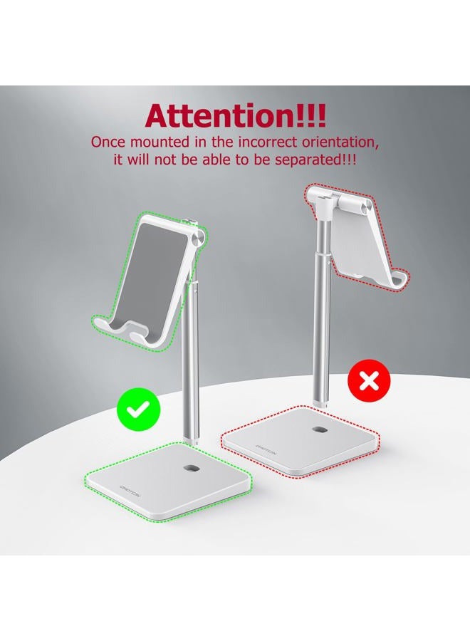 Omoton Cell Phone Stand, Adjustable Angle Height Desk Phone Dock Holder for iPhone SE 2/11 / 11 Pro/XS Max/XR, Samsung Galaxy S20 / S10 / S9 / S8 and Other Phones (3.5-7.0-Inch),Silver - Image 2
