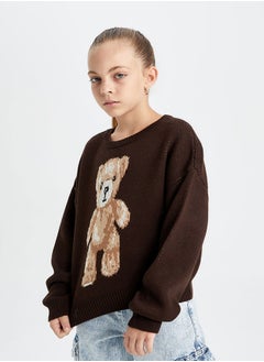 DeFacto Girl Oversize Fit Crew Neck Long Sleeve Tricot Pullover  - Image 5