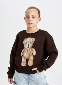 DeFacto Girl Oversize Fit Crew Neck Long Sleeve Tricot Pullover  - Image 3