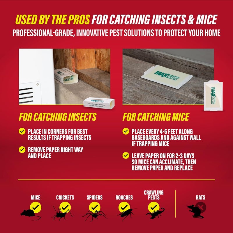 Catchmaster Max-Catch Mouse & Insect Glue Trap 36Pk, Mouse Traps Indoor for Home, Sticky Pest Control Adhesive Tray for Catching Bugs, Rats & Rodents, Non Toxic Bulk Pre-Baited Glue Boards - Image 4