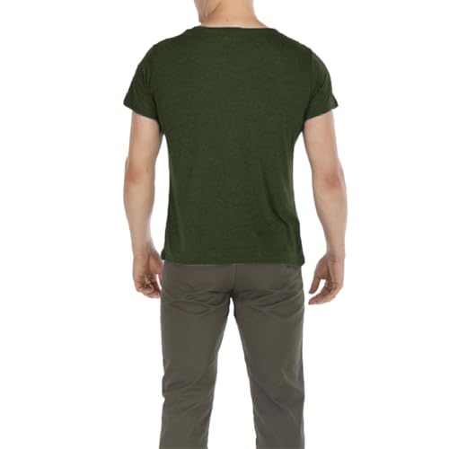 amropi Men's Baby Carrier Soothe V Neck Short Sleeve Kangaroo T Shirt (Dark Green,XXL) - Image 5