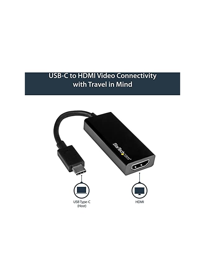 StarTech Usb-C To Hdmi Video Adapter Converter - 4K 30Hz - Thunderbolt 3 Compatible - Usb 3.1 Type-C To Hdmi Monitor Travel Dongle Black (Cdp2Hd) - Image 2